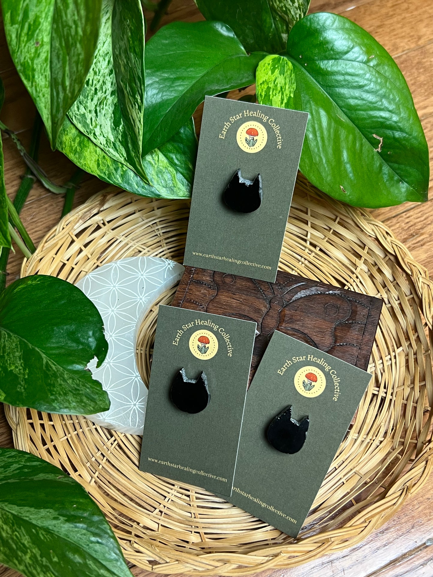 Cat Head Crystal Pins