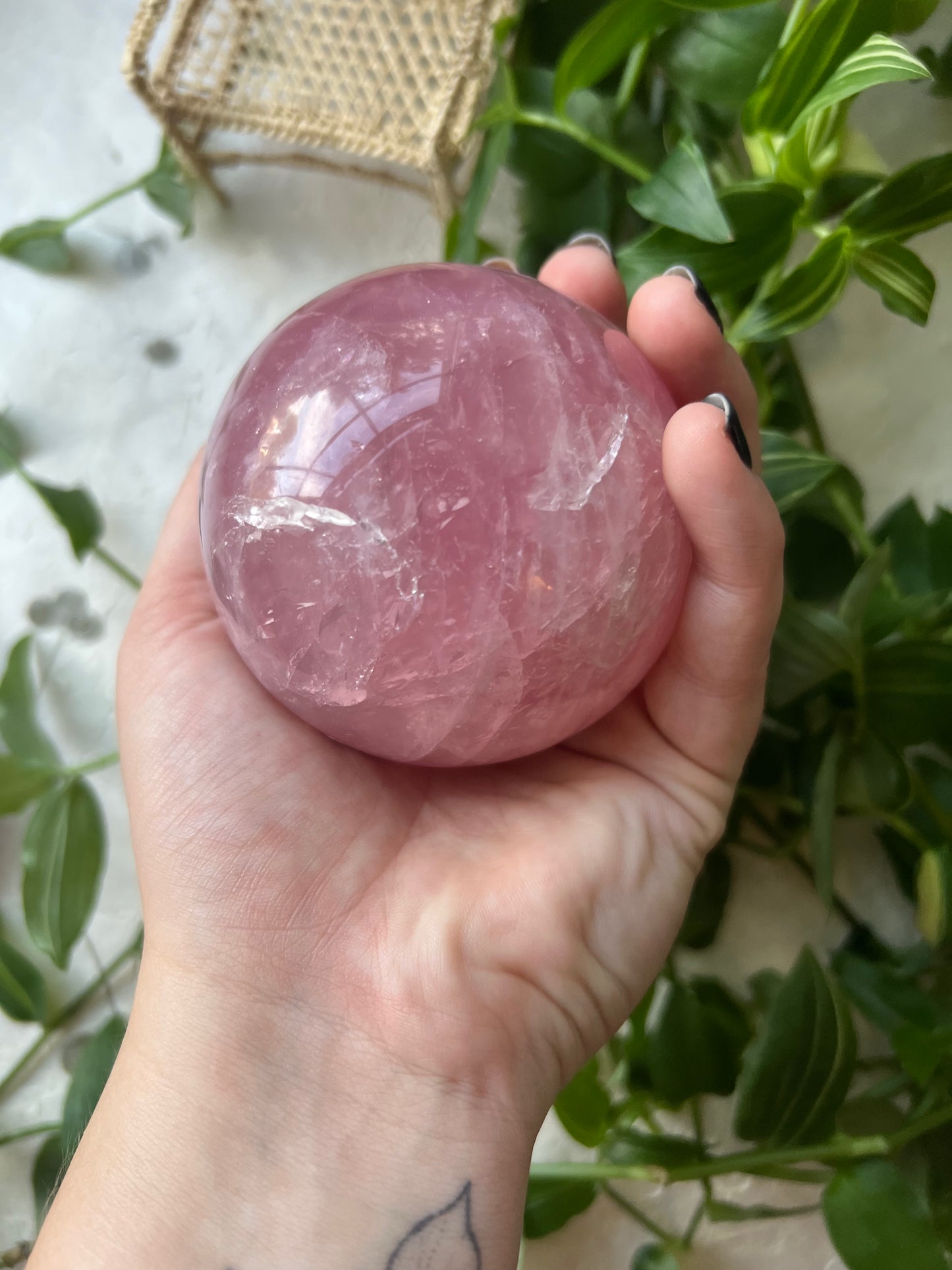 Dark Pink Rose Quartz Sphere Lg