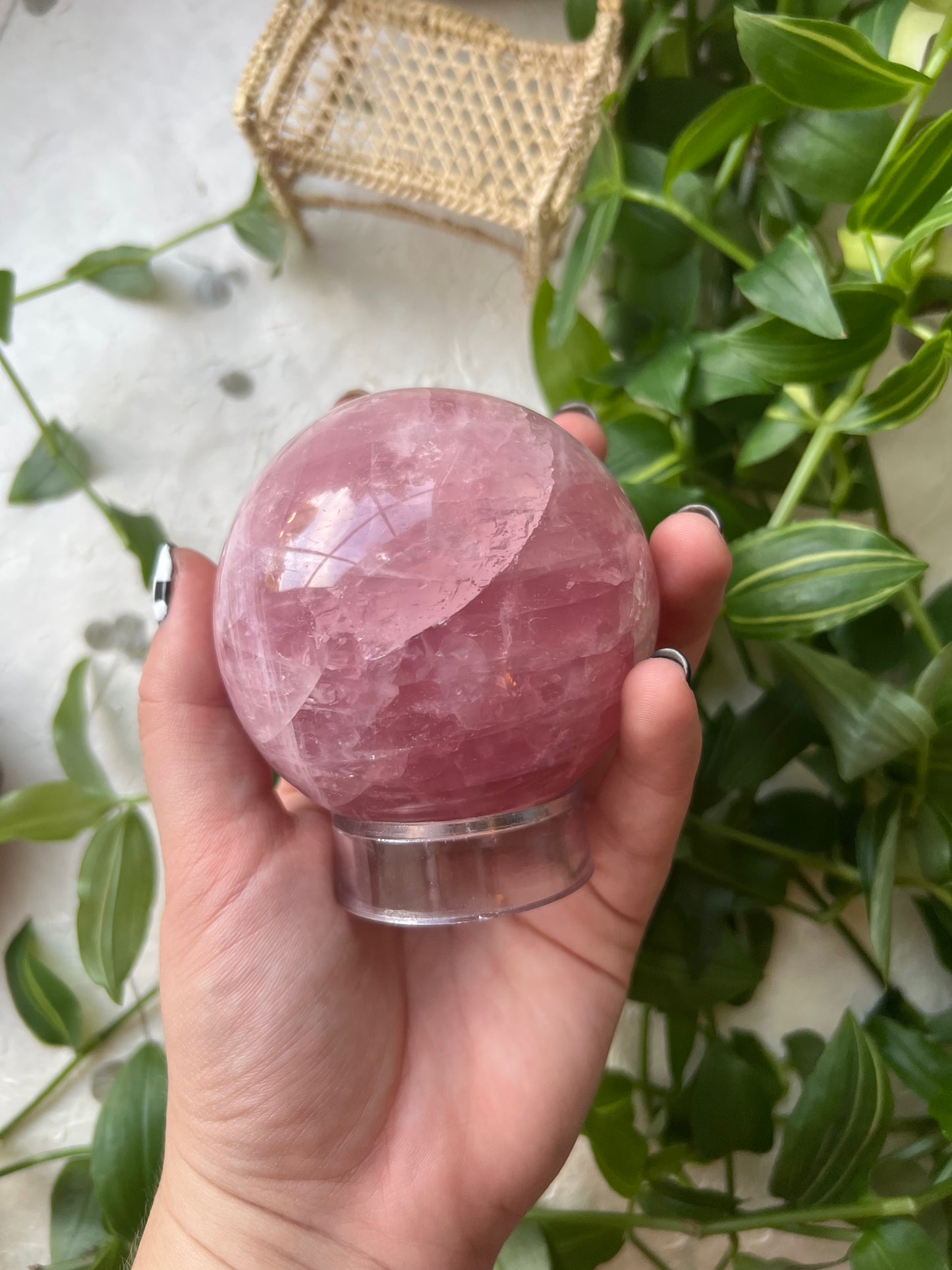 Dark Pink Rose Quartz Sphere Lg