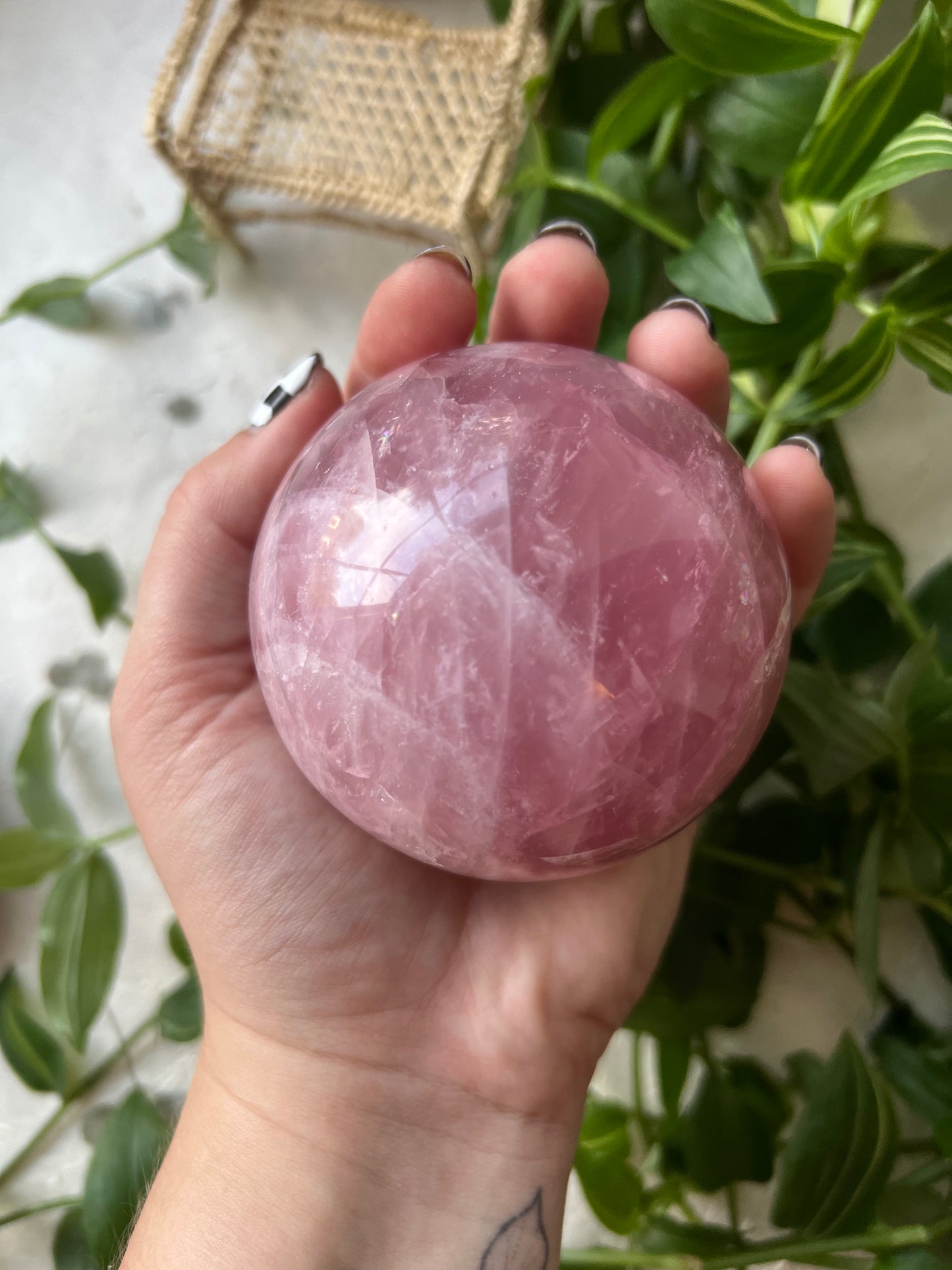 Dark Pink Rose Quartz Sphere Lg