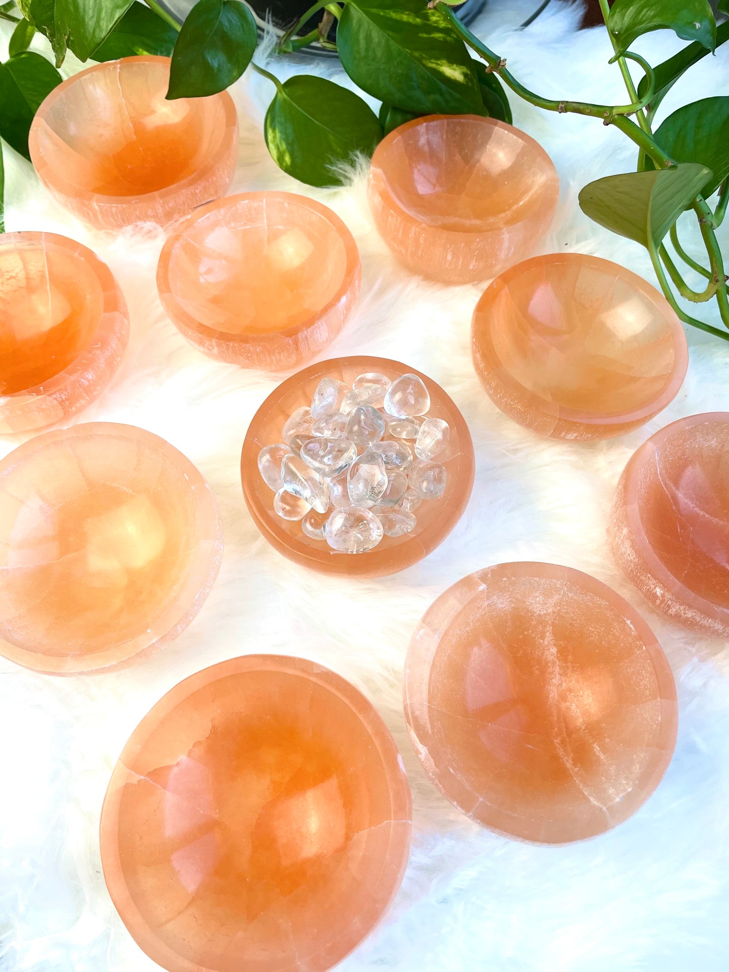 Peach Selenite Satin Spar Bowl