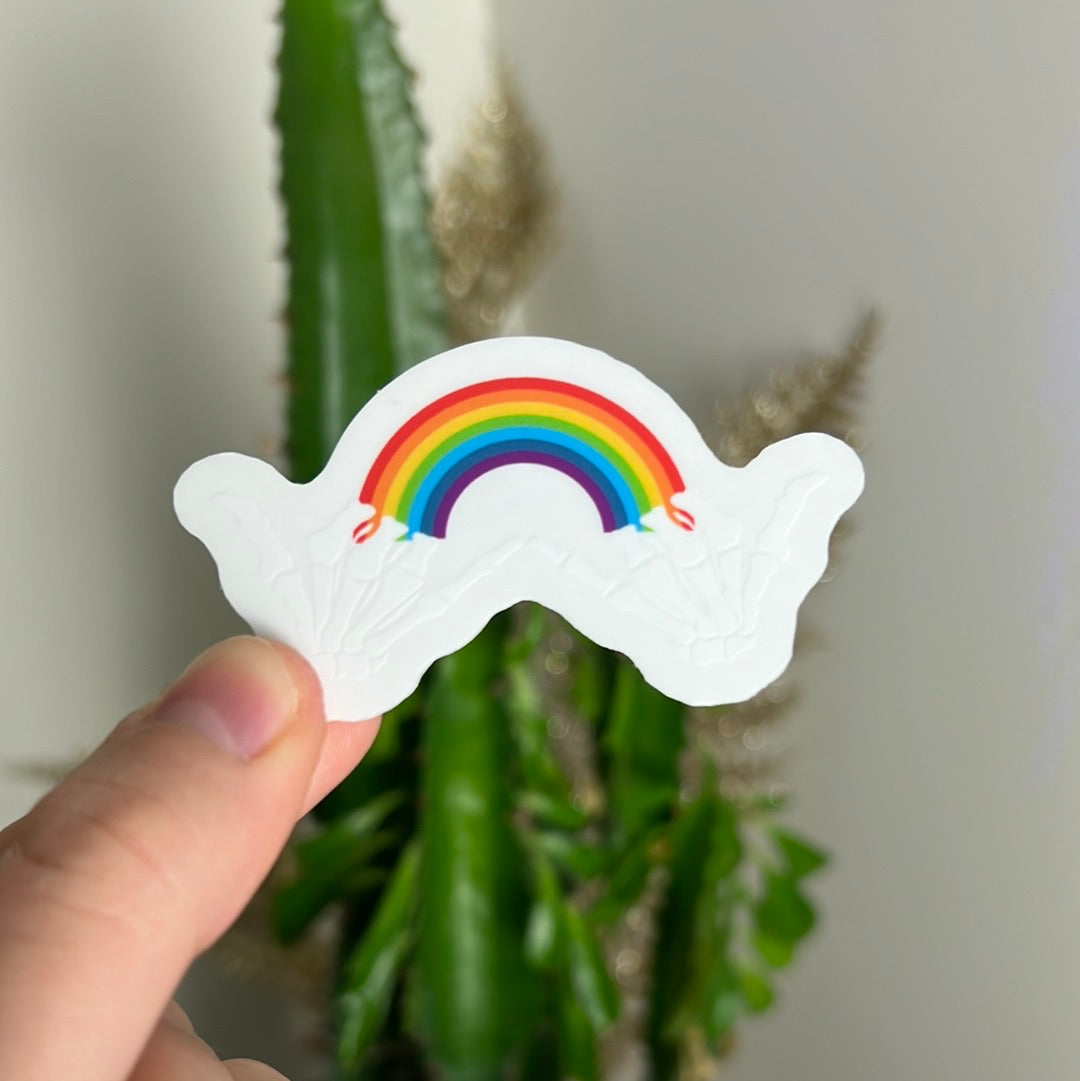Rainbow Skull Hands Sticker