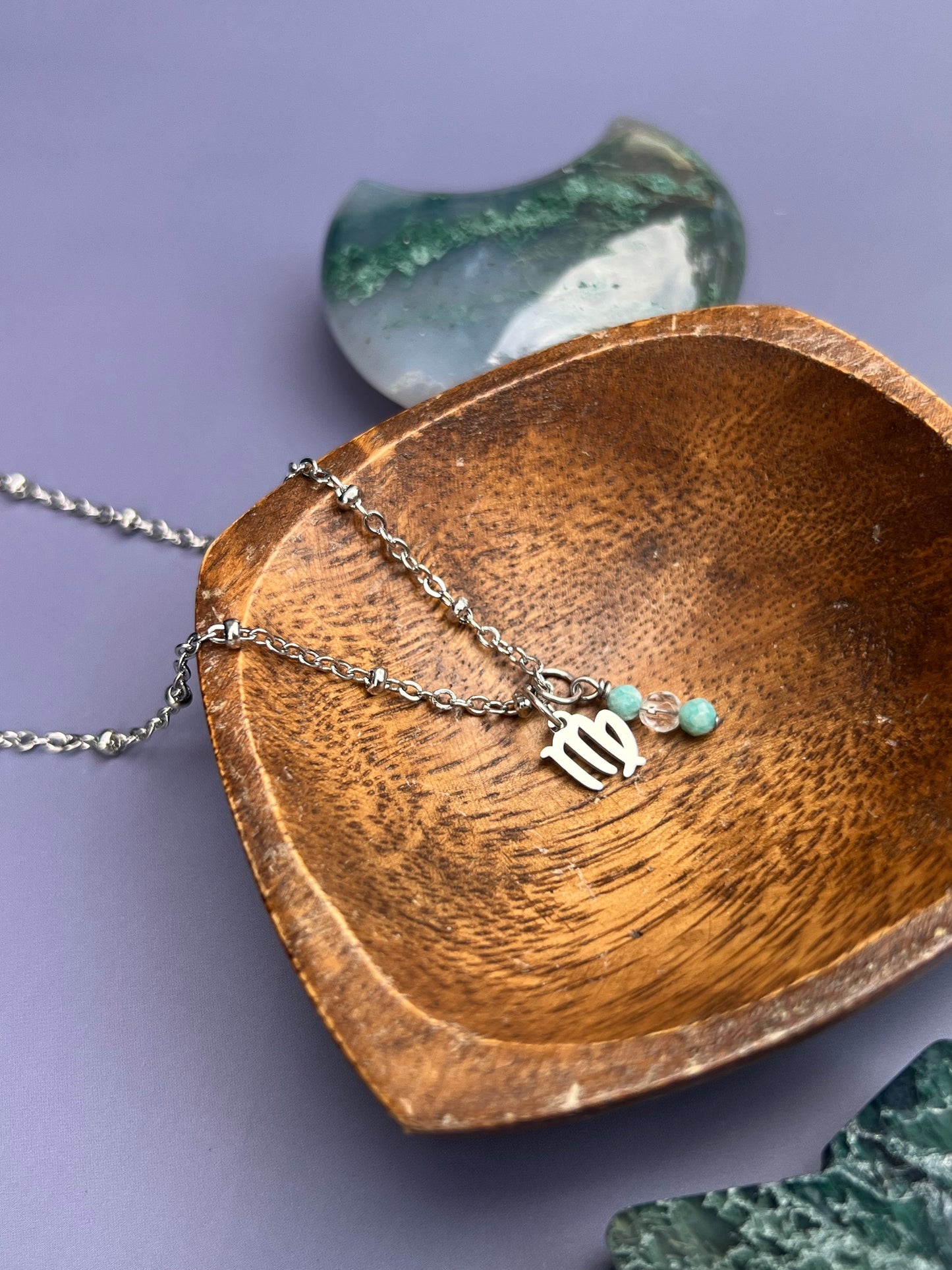 Virgo - Zodiac Sign Gemstone Silver Necklace