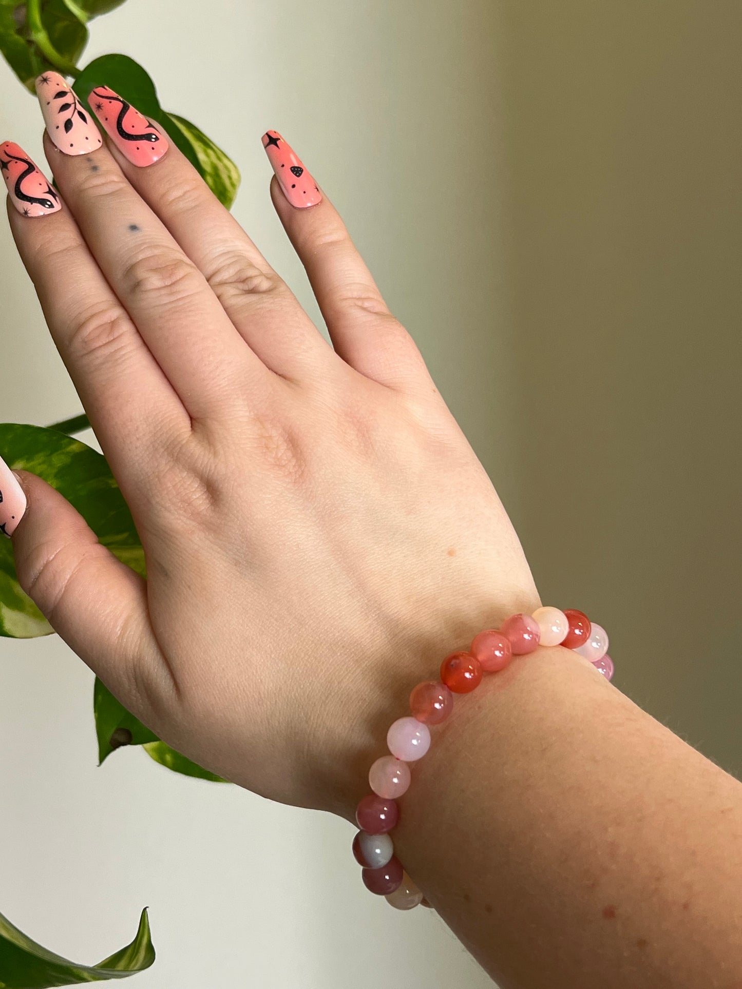 8mm Pink Jelly Agate Bracelet🌸