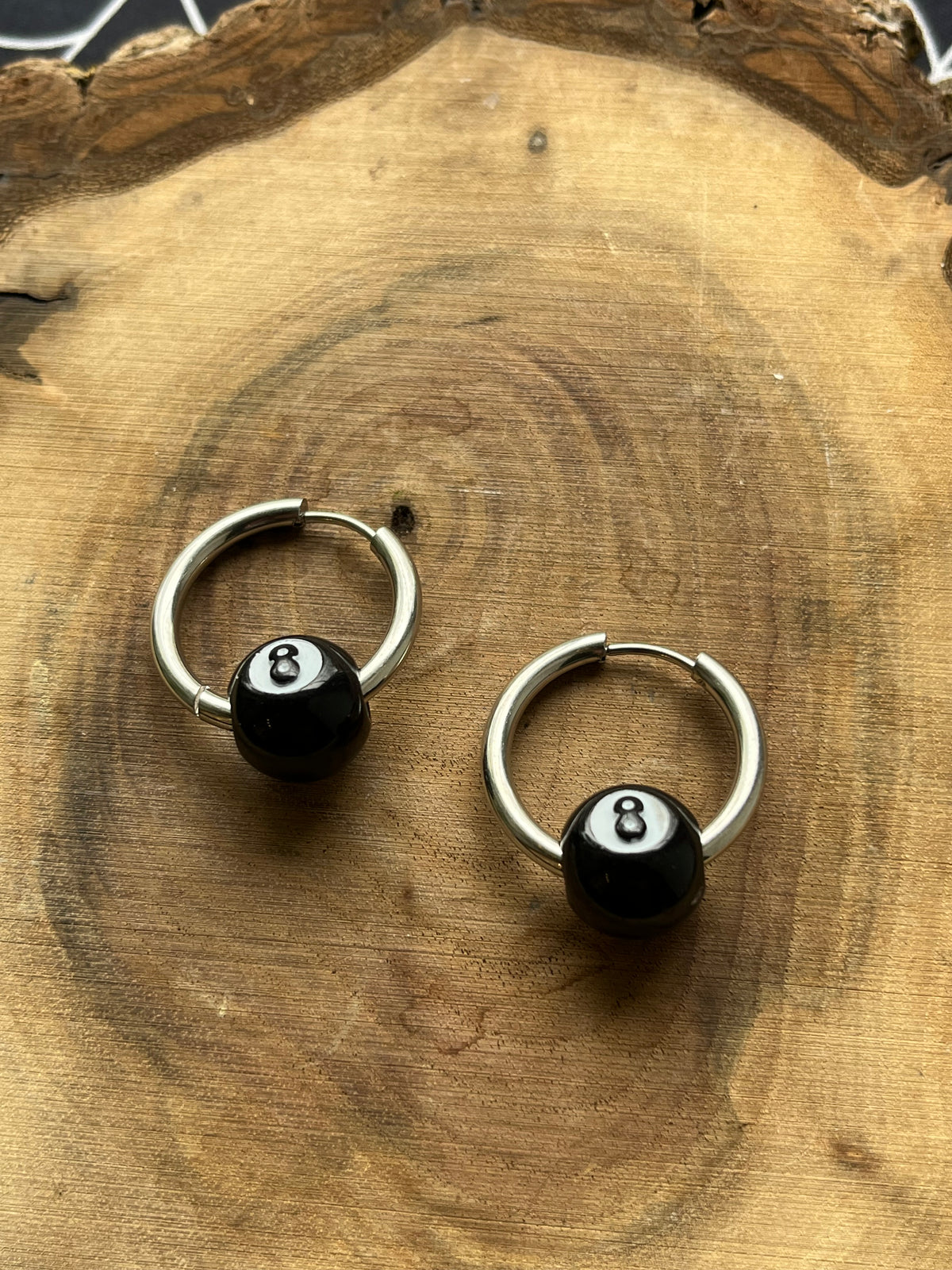 Magic 8 Silver Hoop Earrings