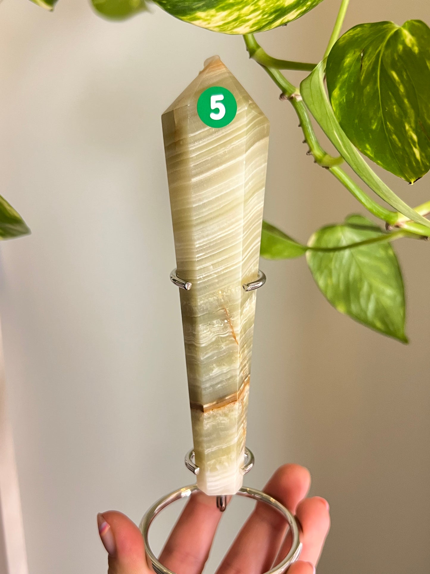 Green Banded Onyx Wand - 5