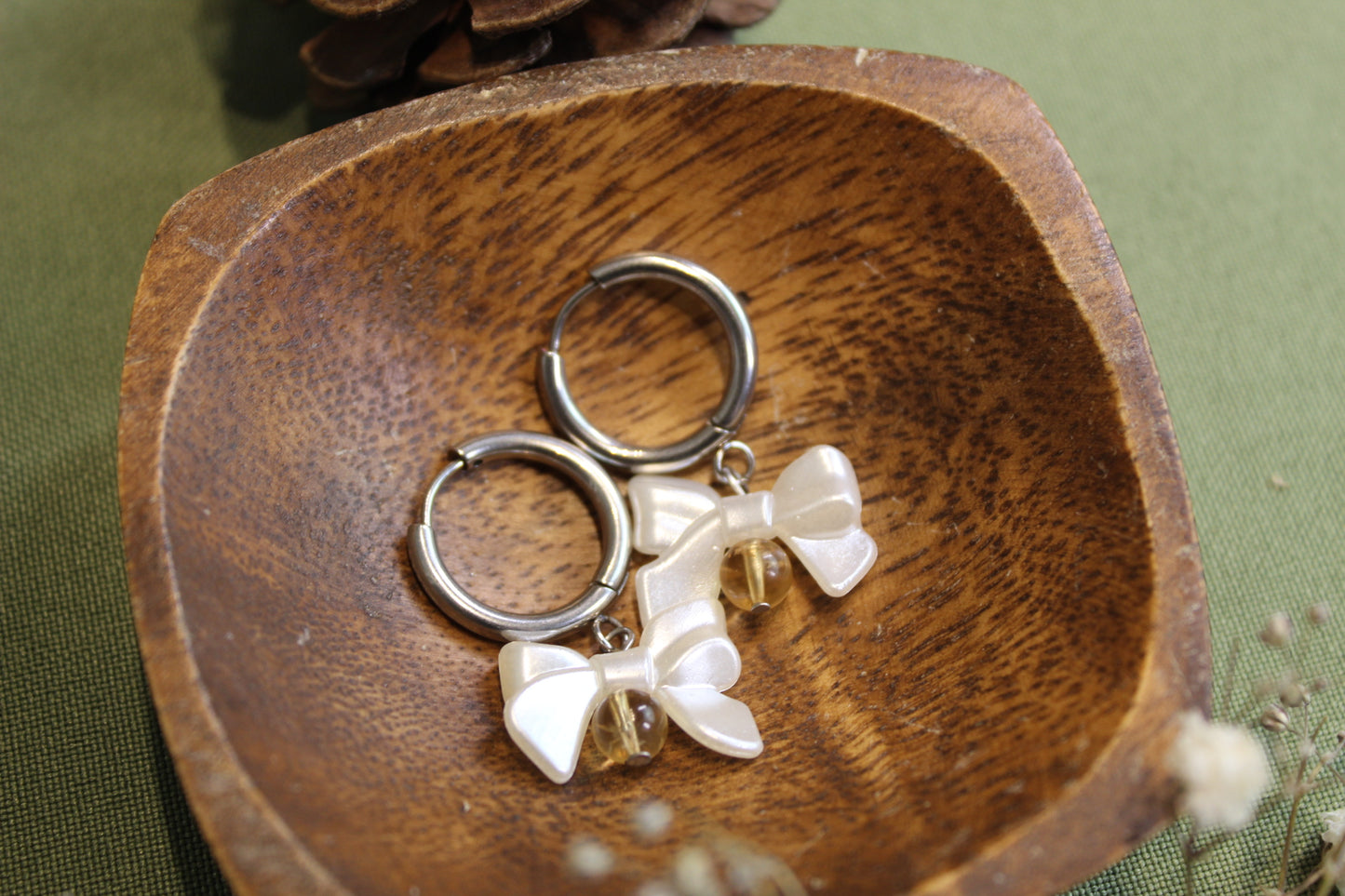 Citrine Bow Silver Earrings