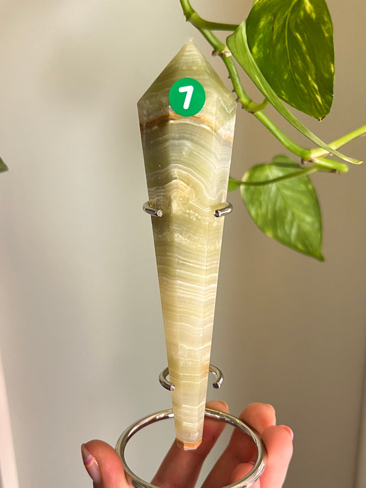 Green Banded Onyx Wand - 7