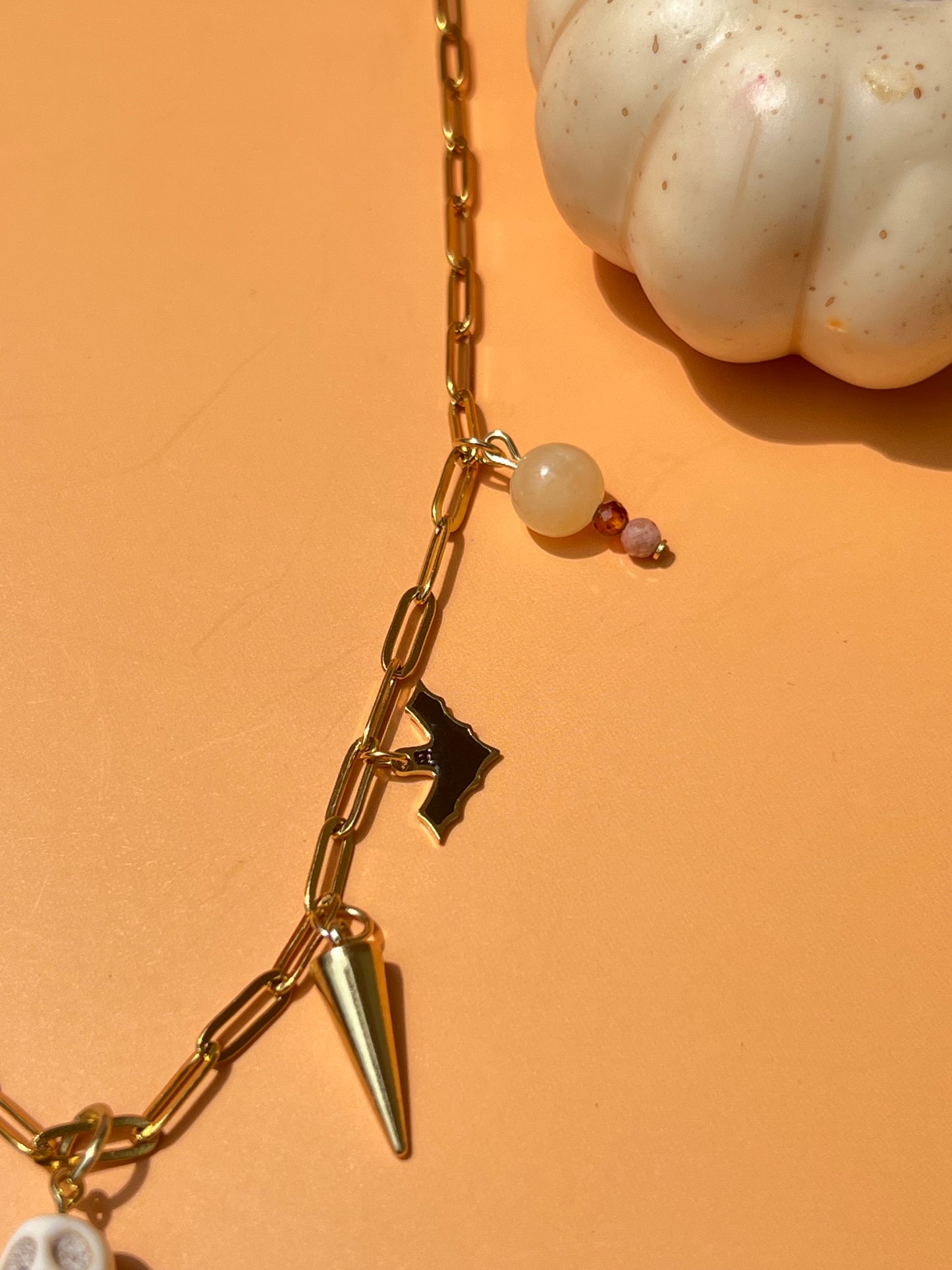 Summer Skeleton Gold Paperclip Necklace ☠️