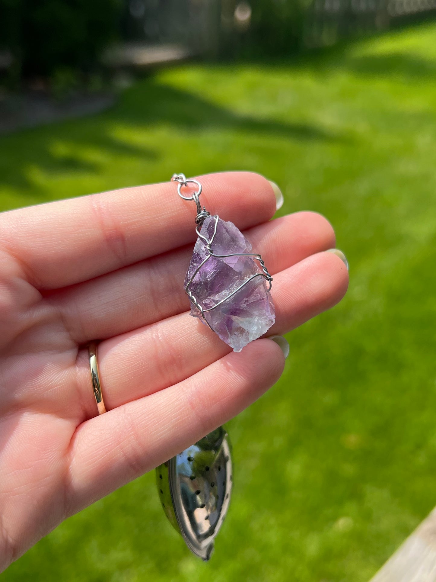 Rainbow Fluorite Heart Tea Infuser