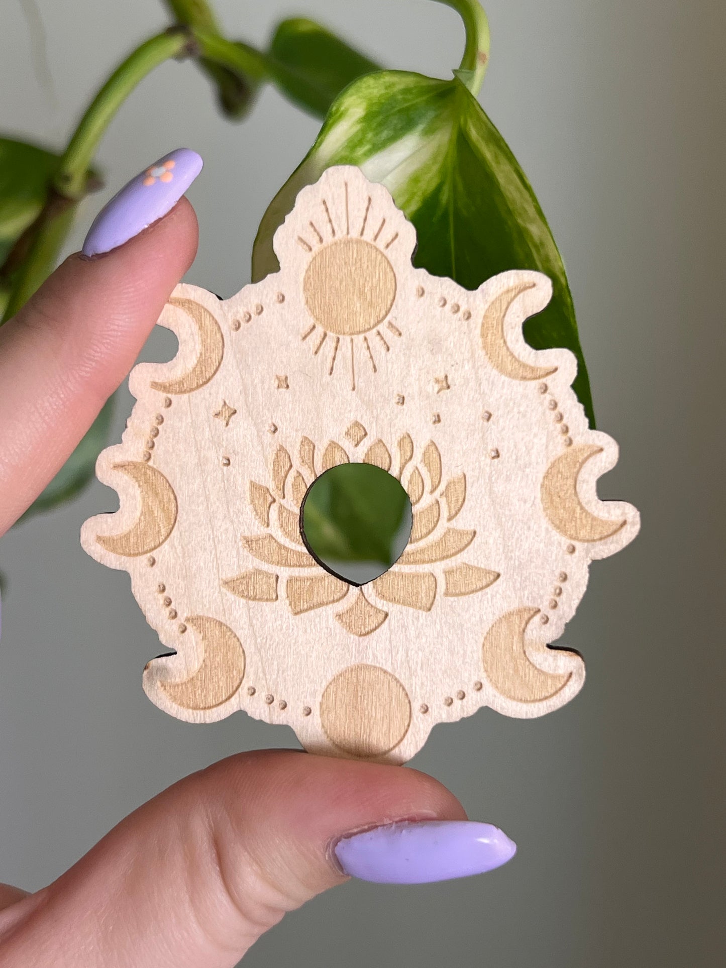 Moon Phases Wooden Sphere Stand