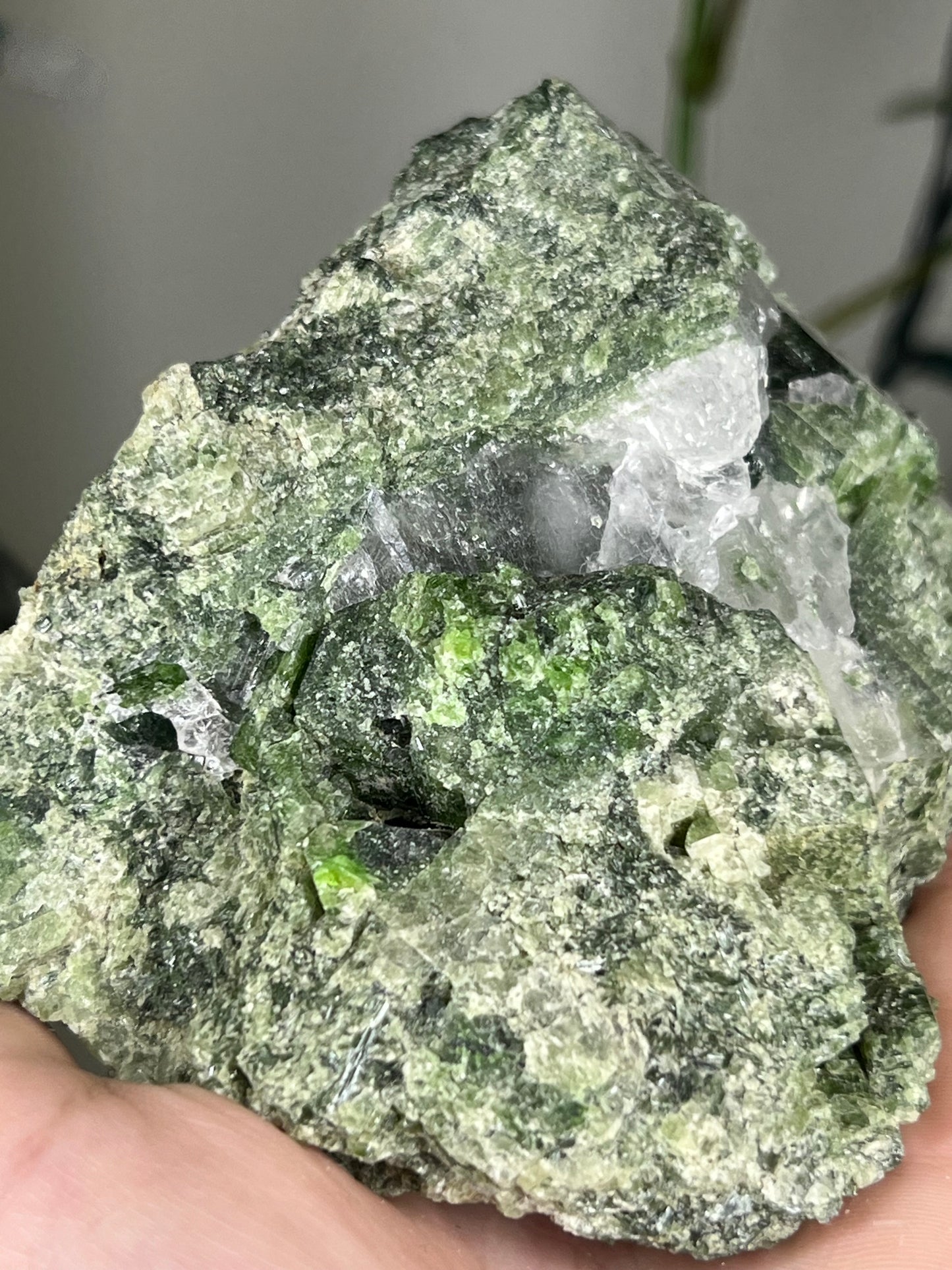 Epidote with Smoky and Clear Quartz Raw