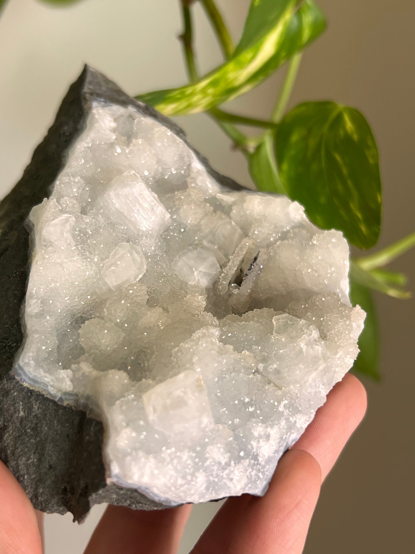Apophyllite and Chalcedony Cluster - R