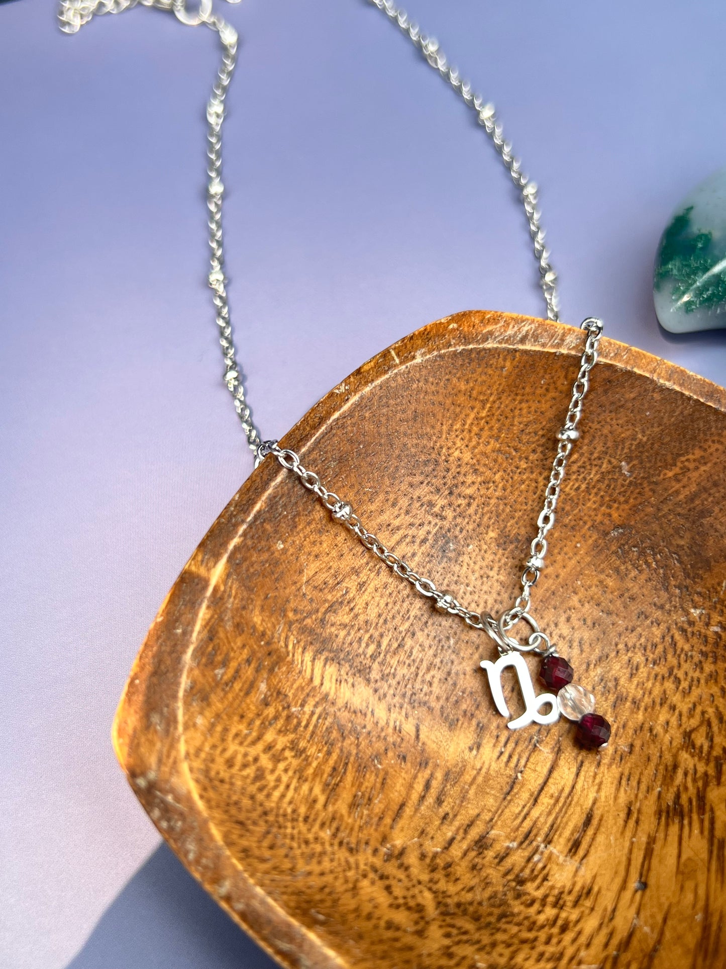 Capricorn - Zodiac Sign Gemstone Silver Necklace