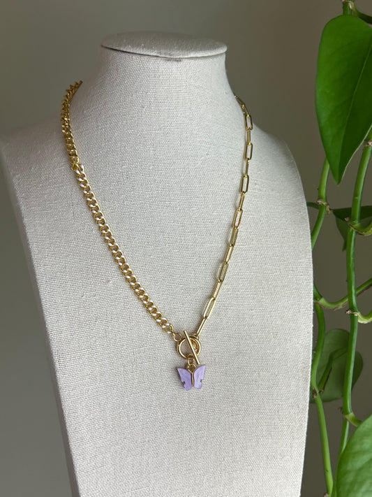 Lavender Butterfly Necklace