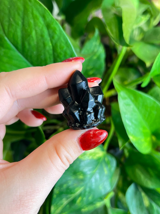 Black Obsidian Cluster Carving