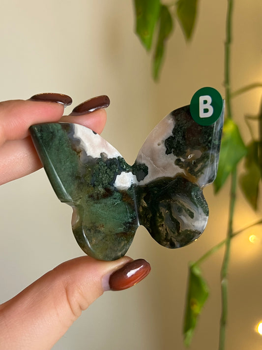 Moss Agate 3D Butterfly - B