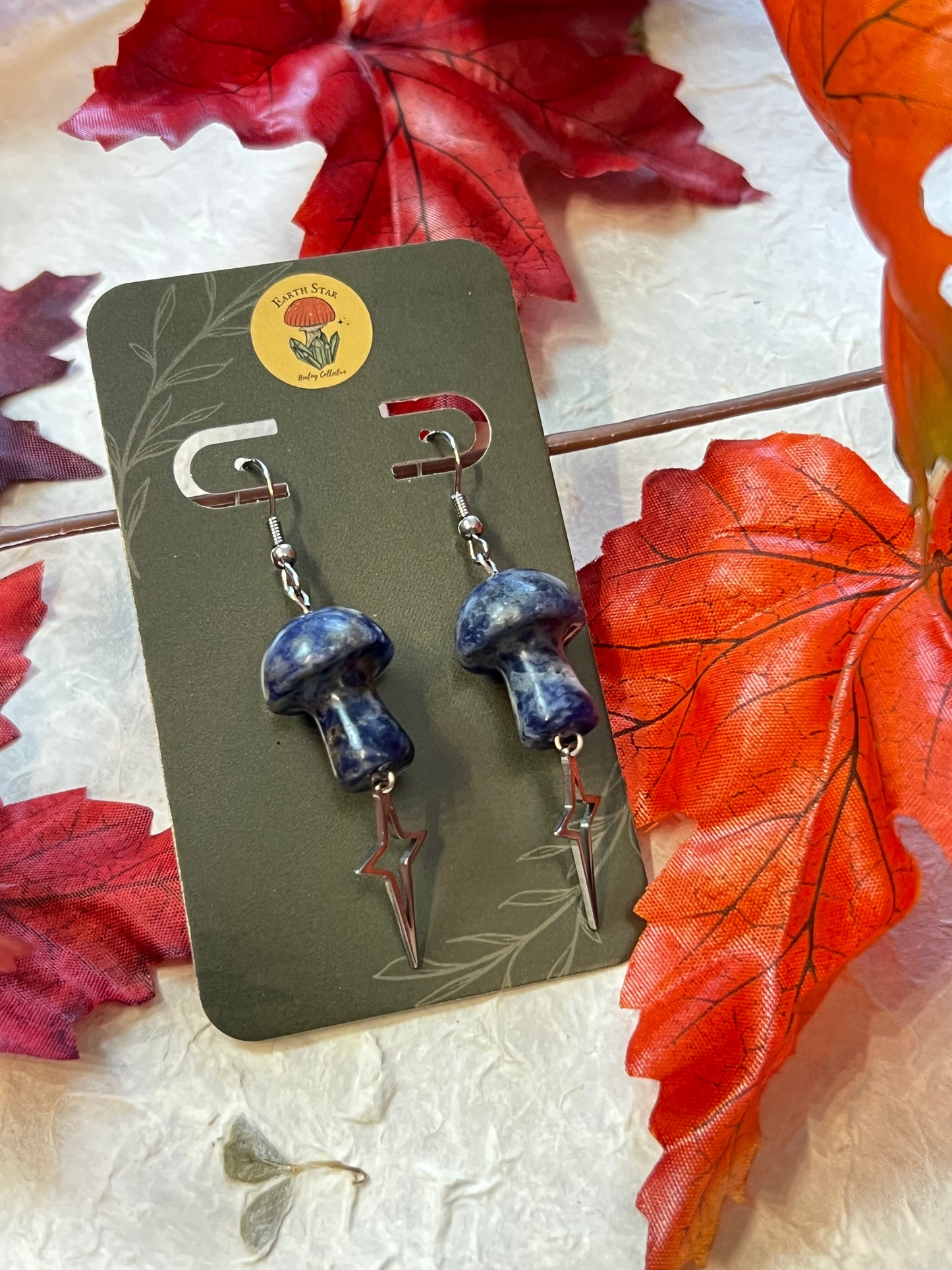 Sodalite Celestial Mushroom Earrings
