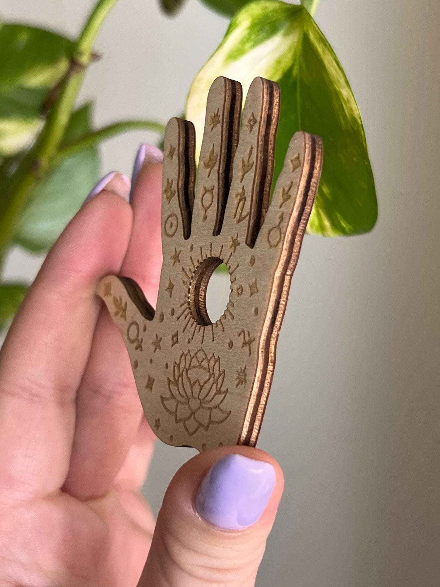 Celestial Lotus Hand Wooden Sphere Stand
