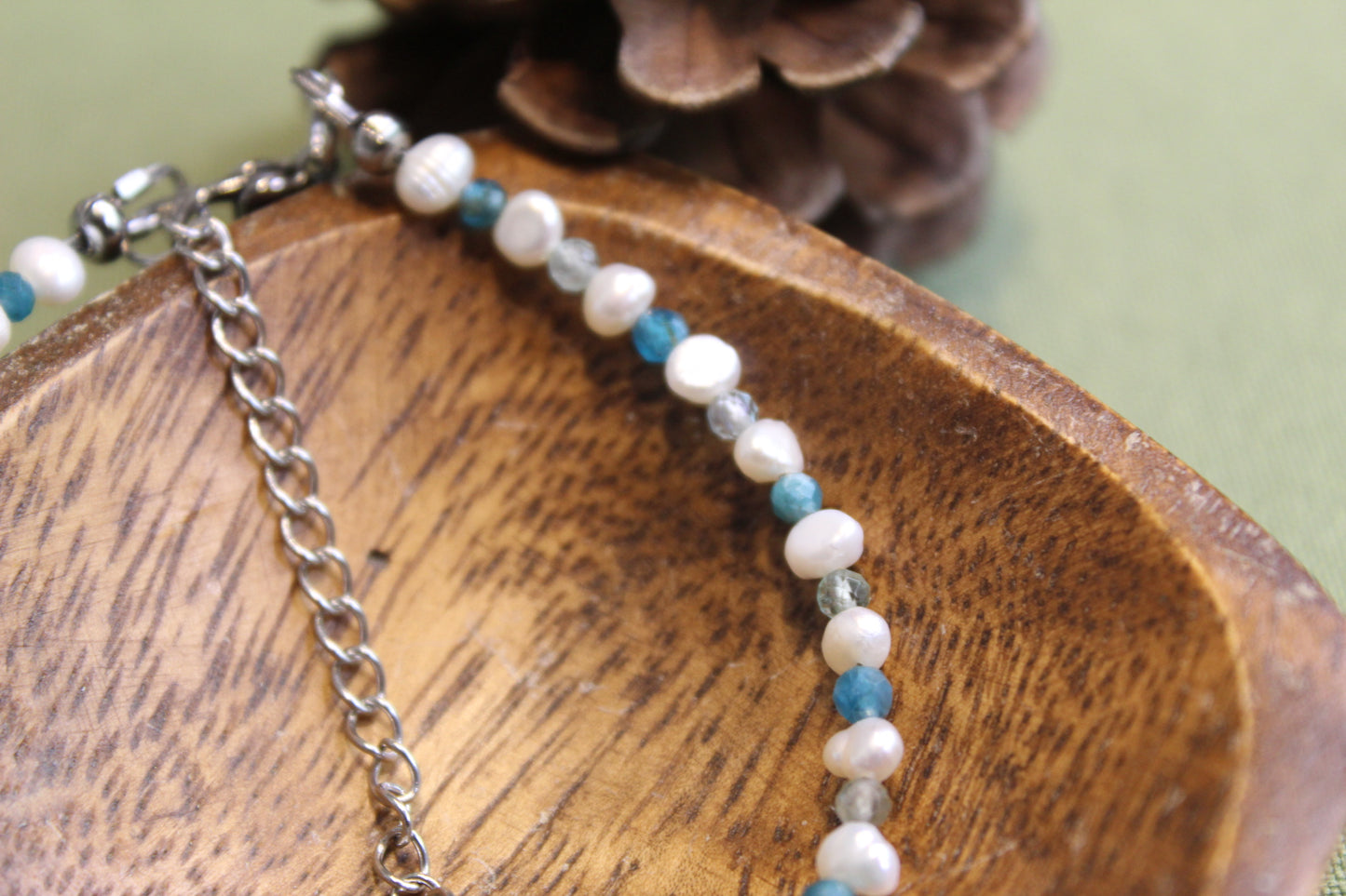 Aura Quartz, Apatite & Pearl Bracelet