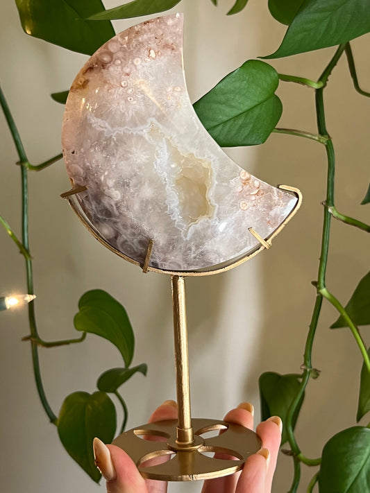 Flower Agate Moon Stand - Y