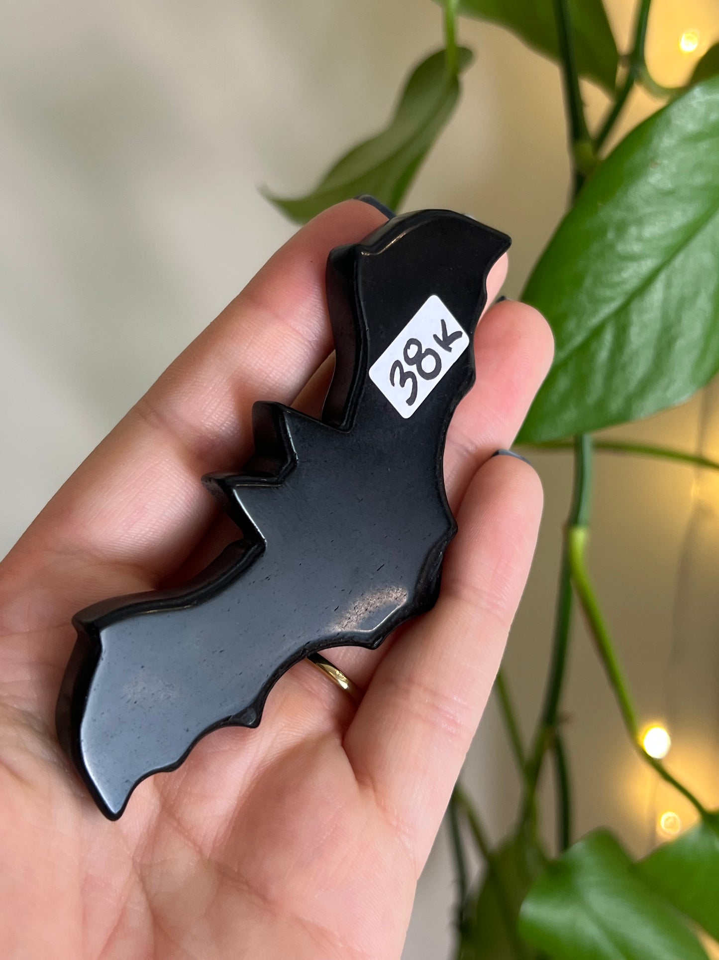 Black Obsidian Bat on Stand