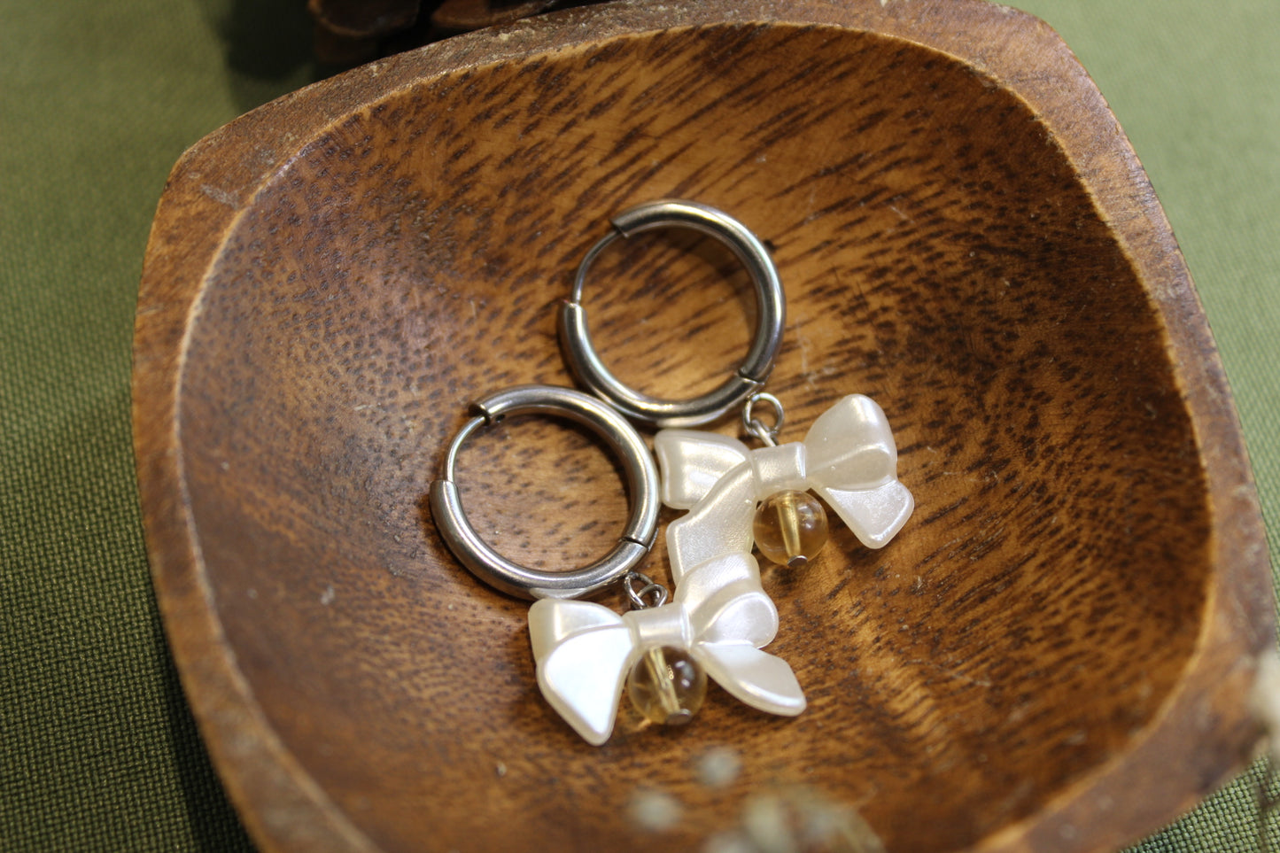Citrine Bow Silver Earrings