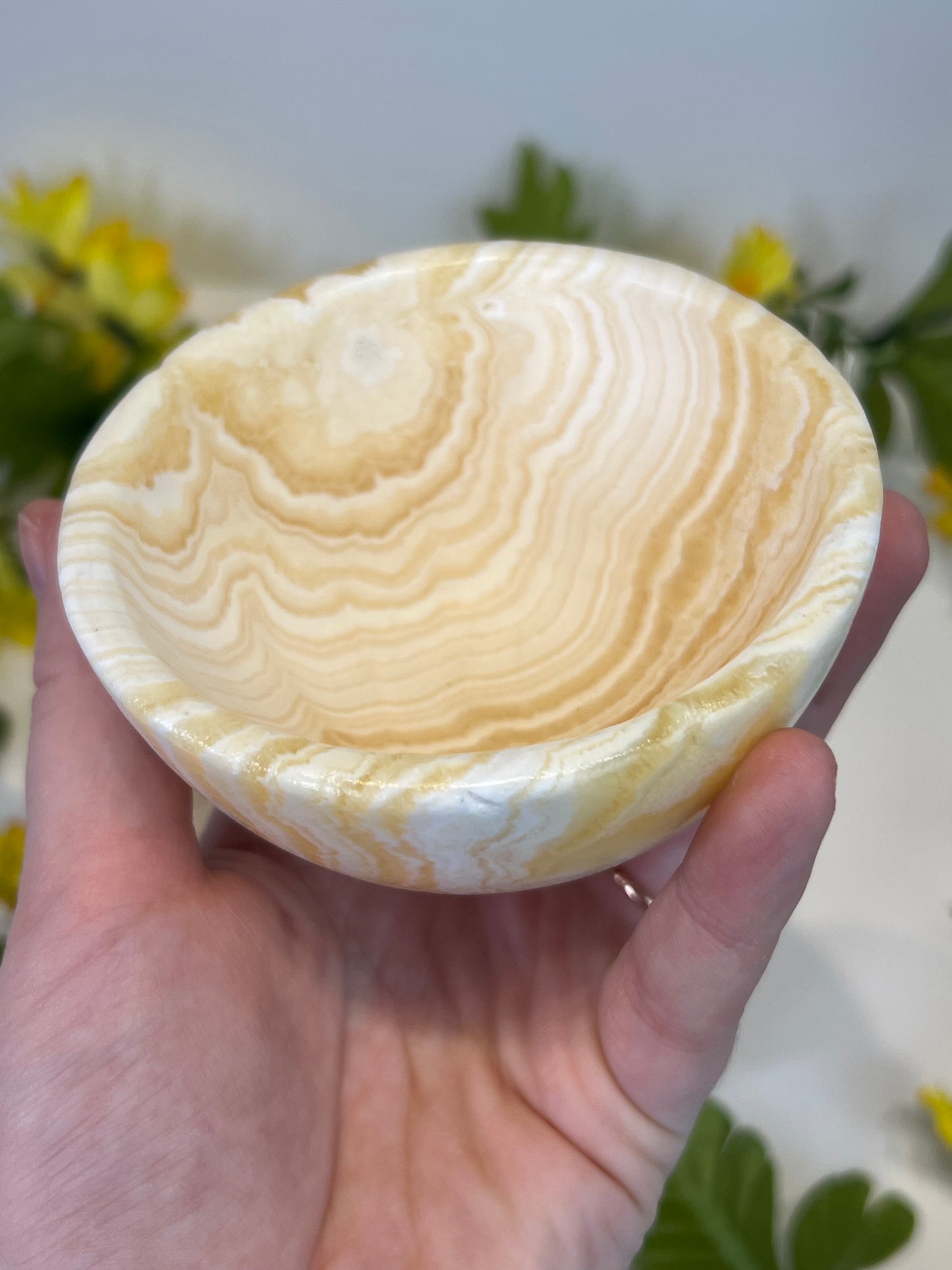 Yellow Banded Calcite Bowl