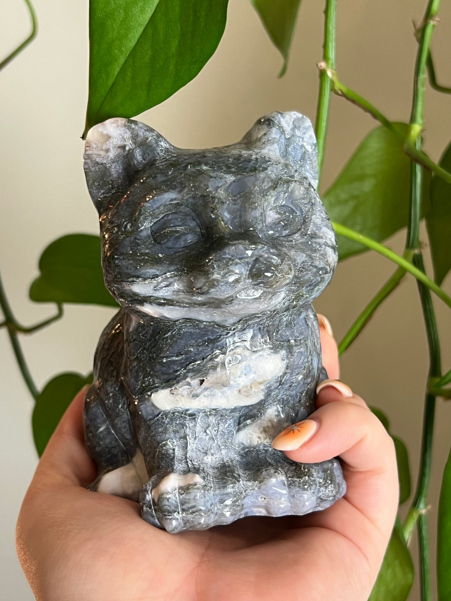 Moss Agate Large Cat