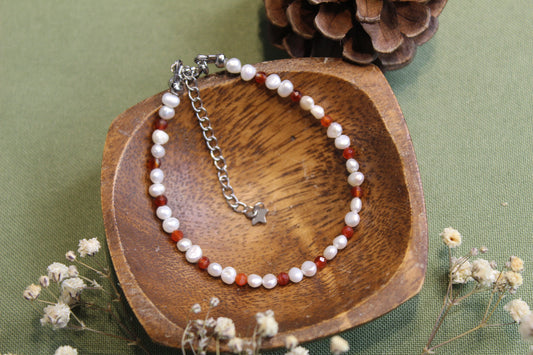 Carnelian & Pearl Bracelet