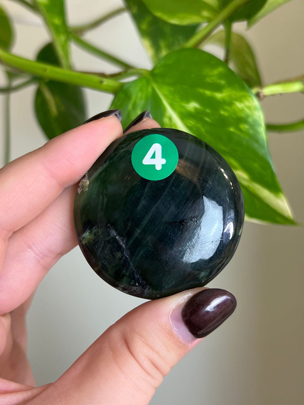 Moody Nephrite Jade Flat Stone - 4