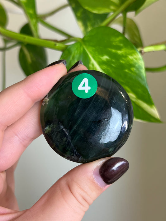 Moody Nephrite Jade Flat Stone - 4