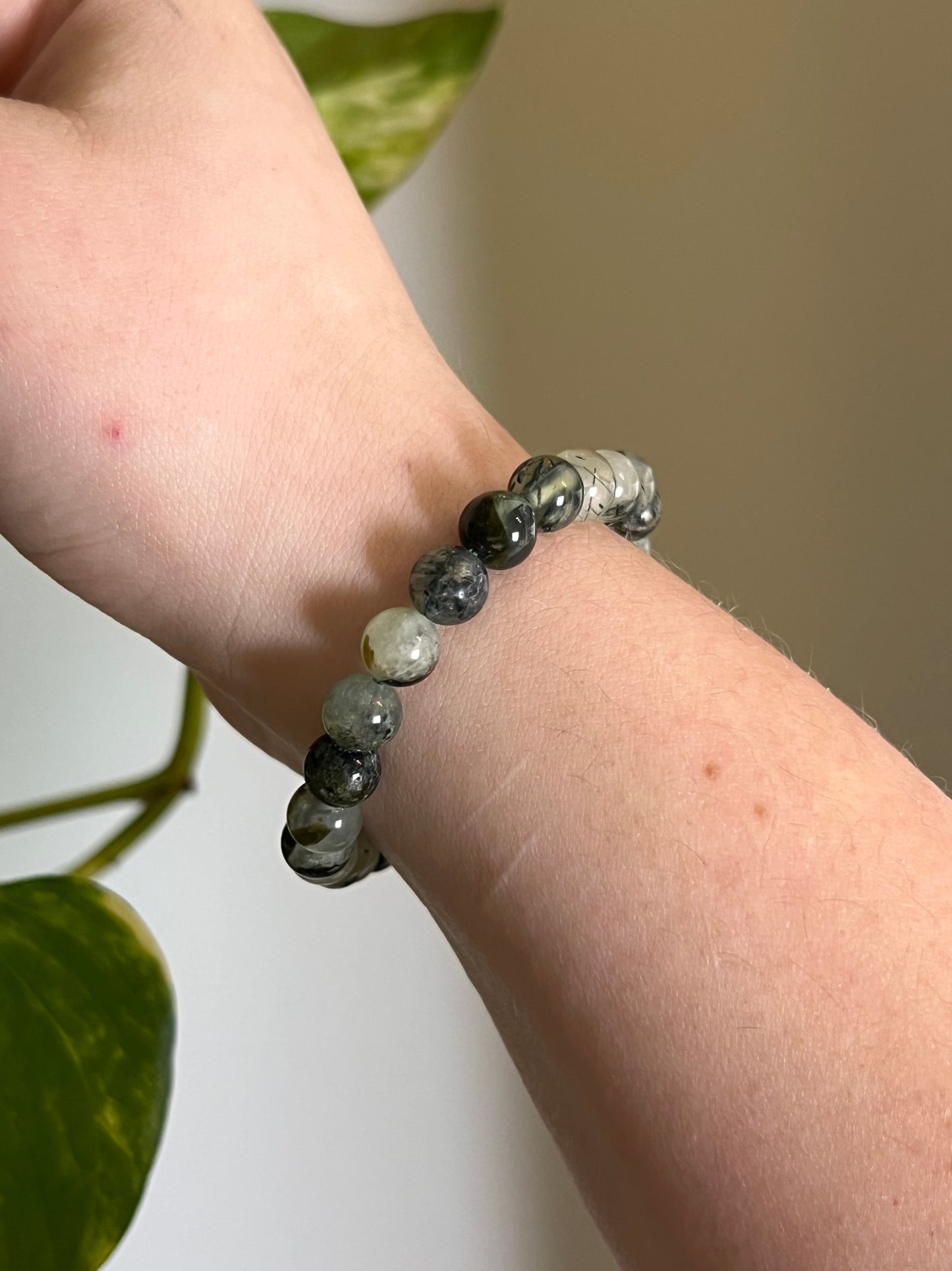 8mm Prehnite with Epidote Bracelet