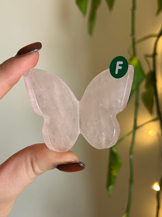 Rose Quartz 3D Butterfly - F