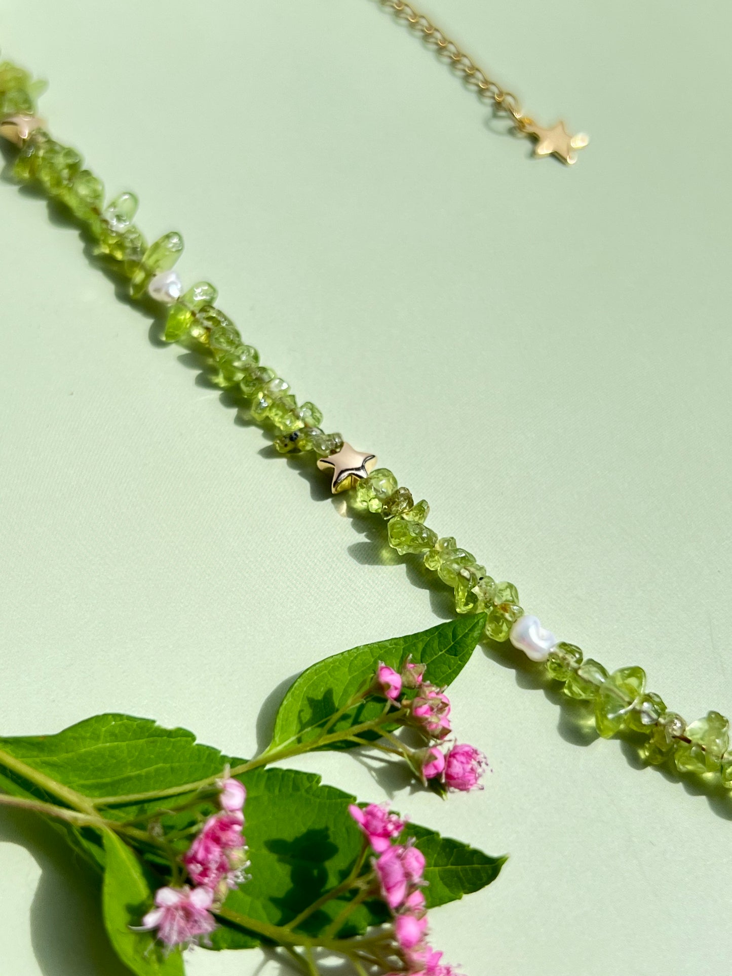 Peridot Freshwater Pearl Amazonite + Quartz Camping Necklace 🏕️