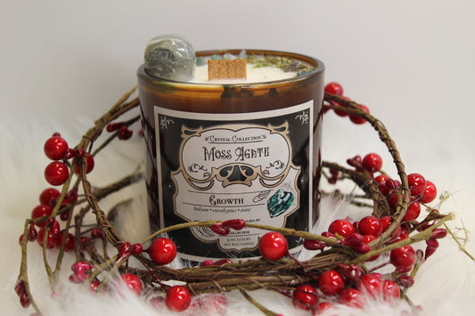 Moss Agate - Growth | Luxury Crystal Candle