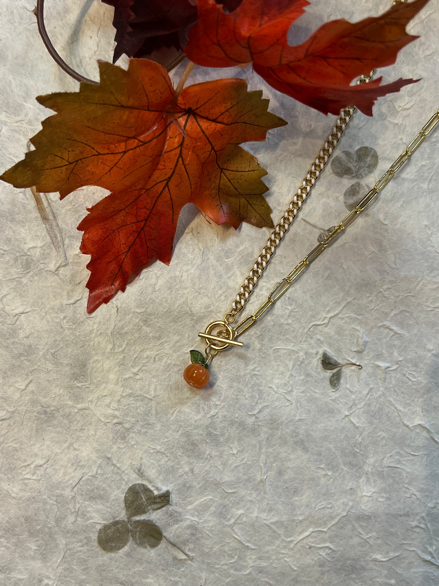 Orange Aventurine Pumpkin Necklace