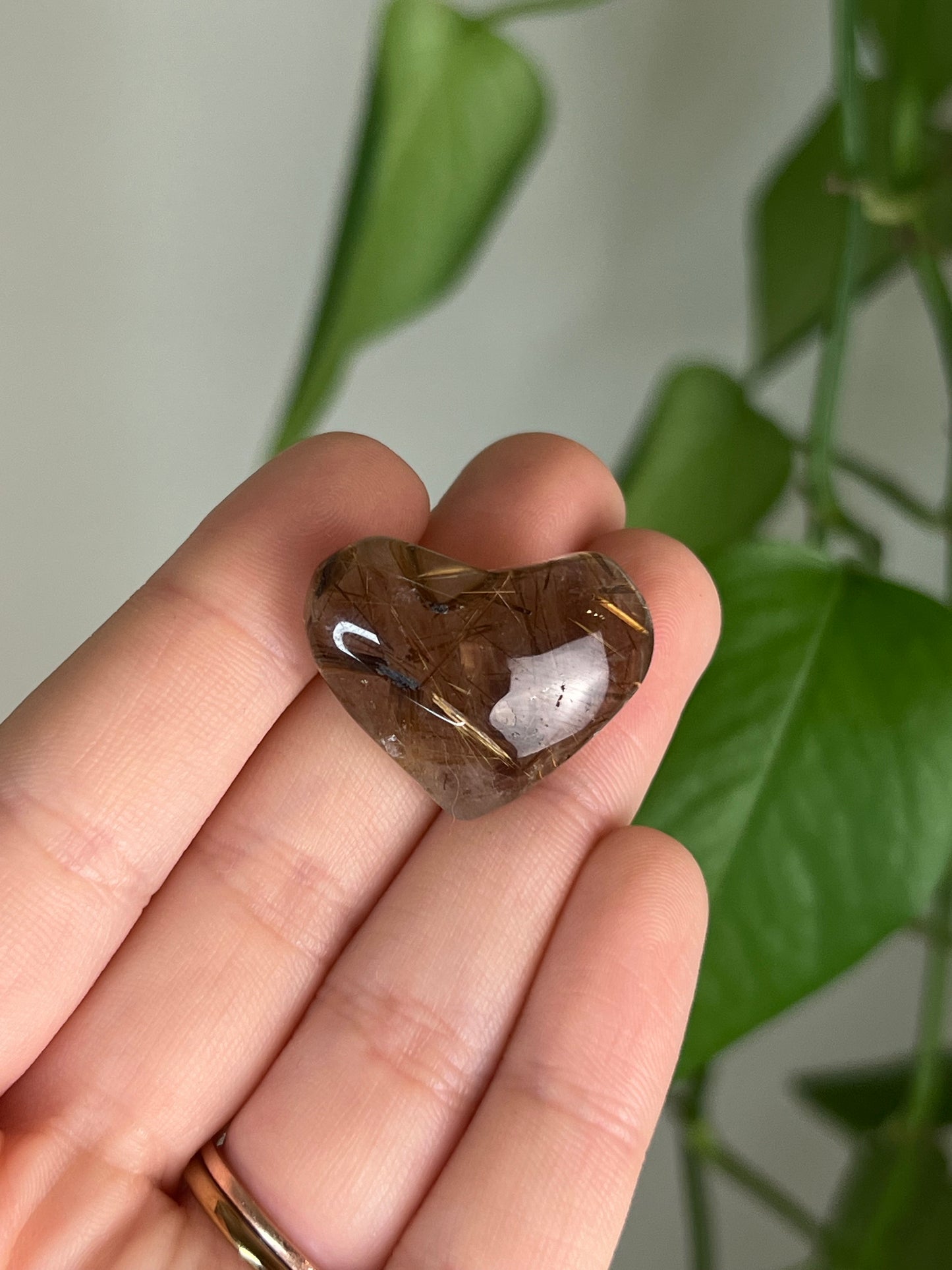 Golden Rutile Quartz Puffy Heart