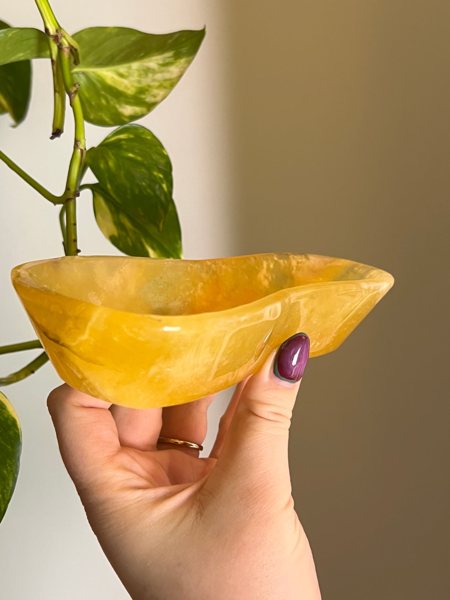 Vibrant Yellow Fluorite Wavy Bowl