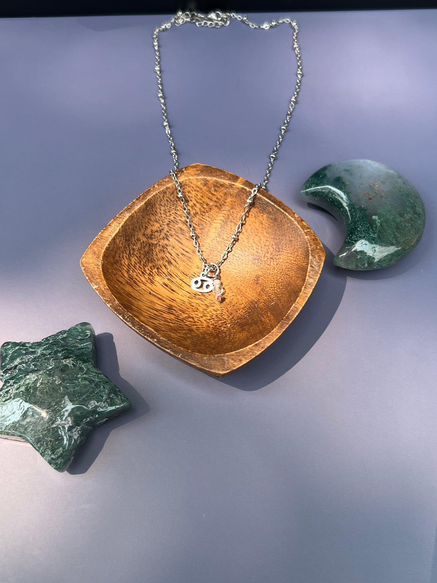 Cancer - Zodiac Sign Gemstone Silver Necklace