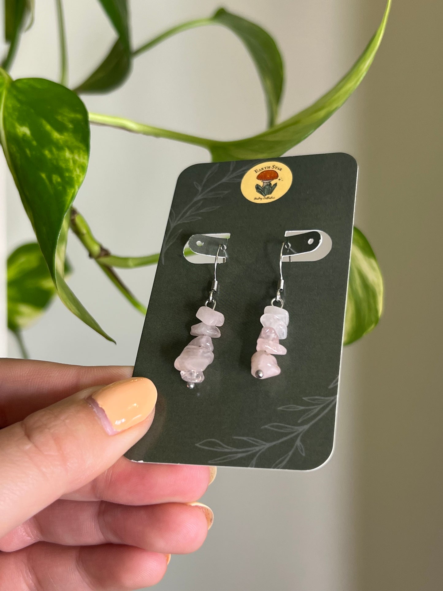 Rose Quartz Chip Earrings
