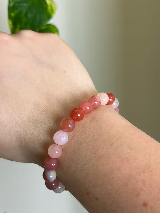 8mm Pink Jelly Agate Bracelet🌸