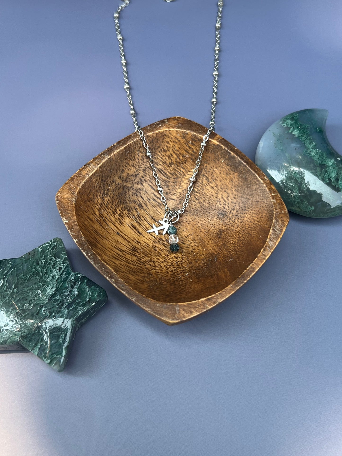 Sagittarius - Zodiac Sign Gemstone Silver Necklace