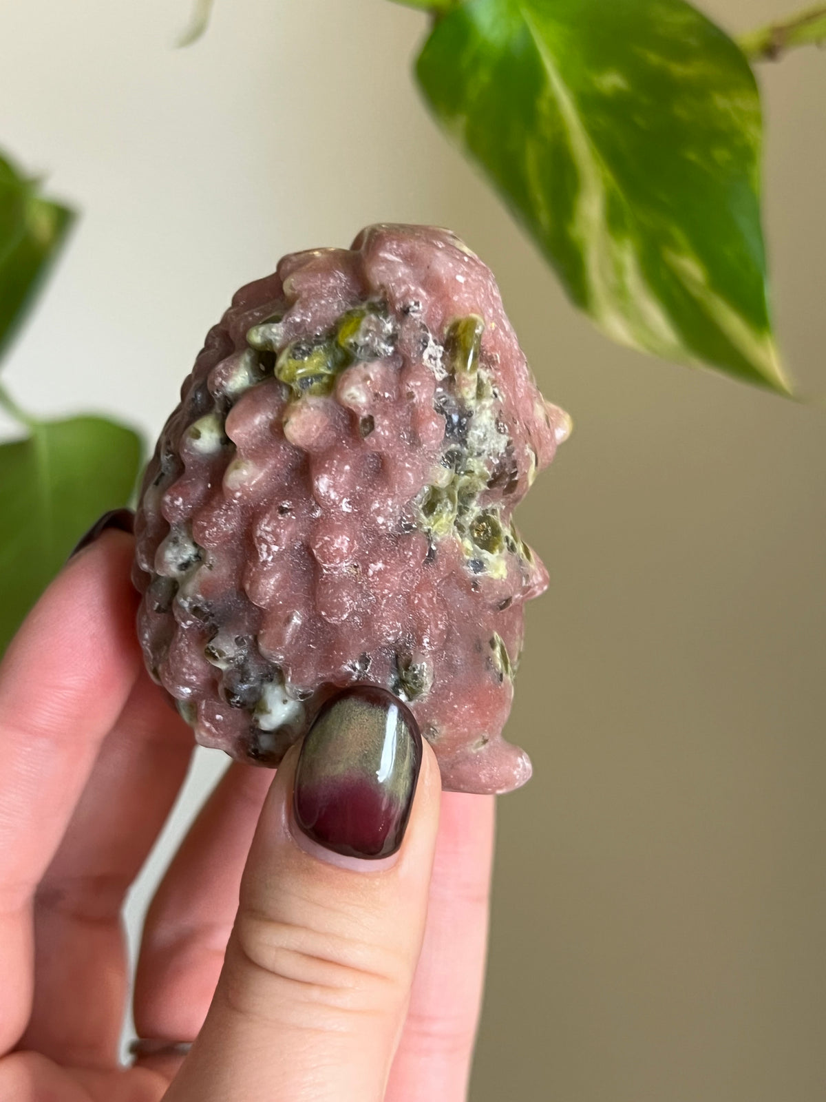 Plum Blossom Tourmaline x Serpentine Hedgehog
