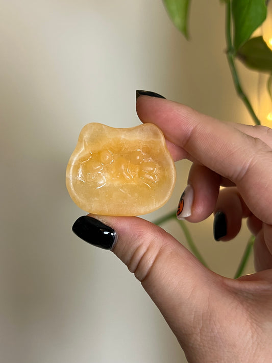 Orange Calcite Cat Head Dish