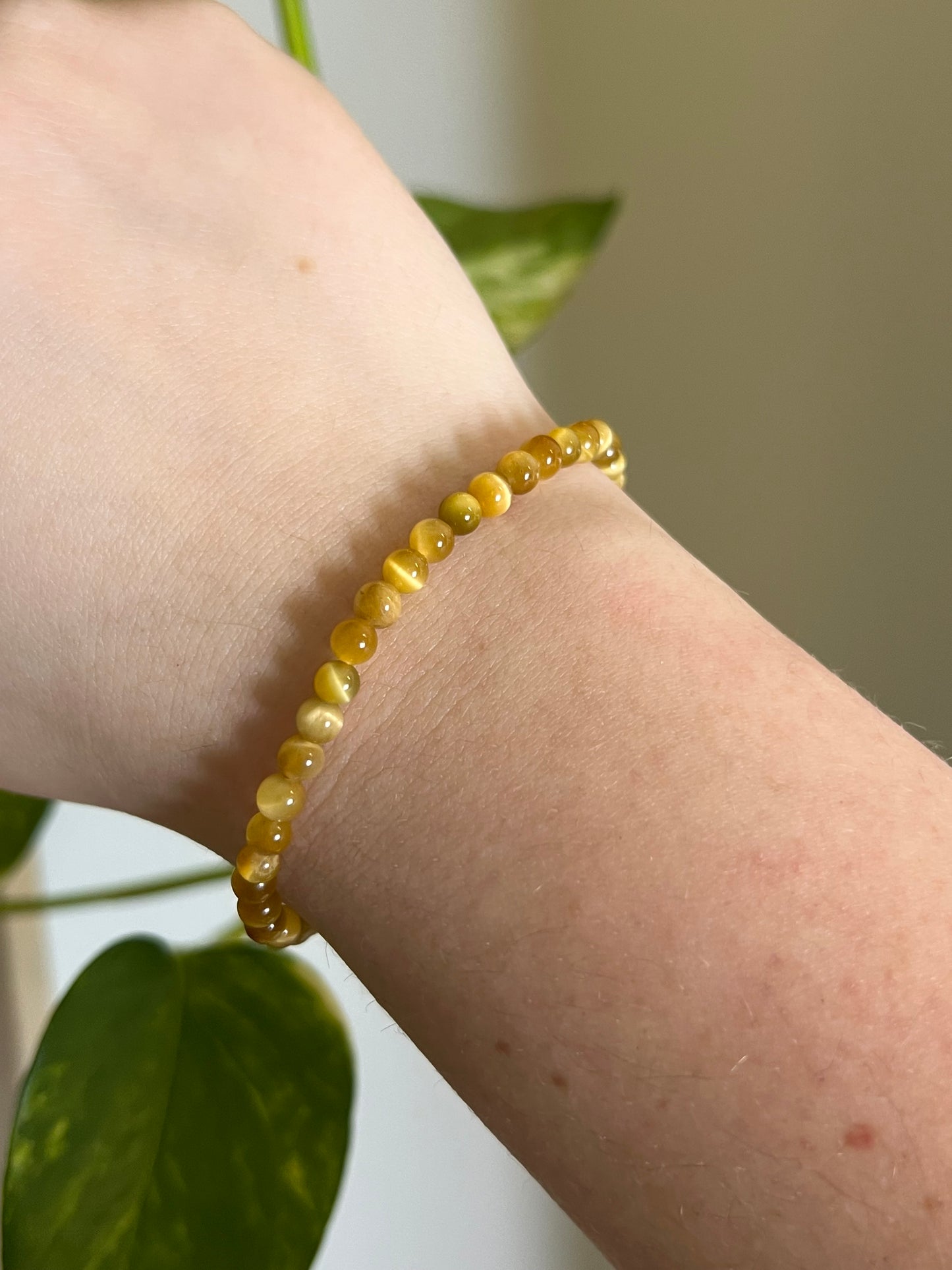 4mm Yellow Tigers Eye Bracelet
