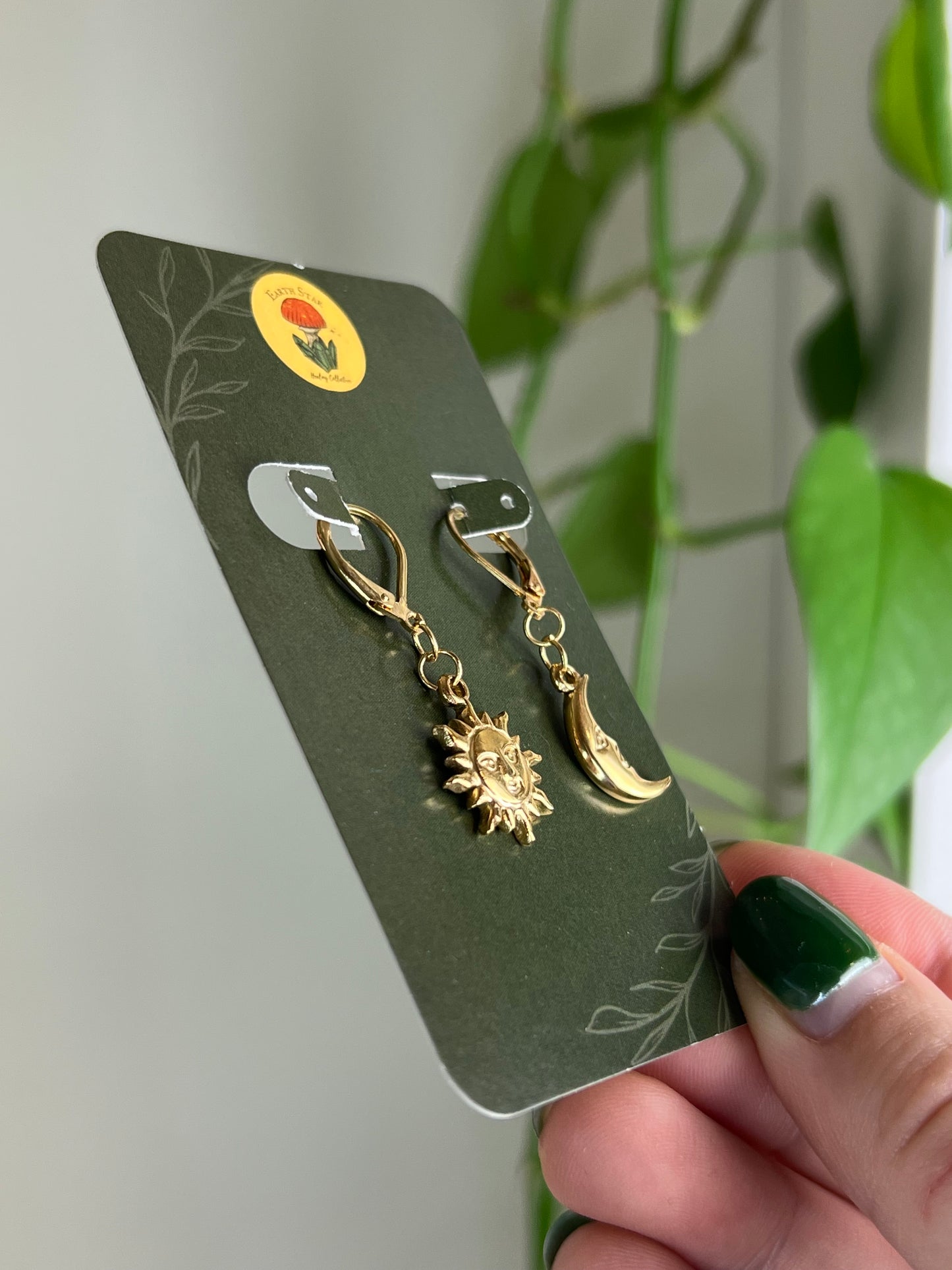 Sun and Moon Earrings - Gold