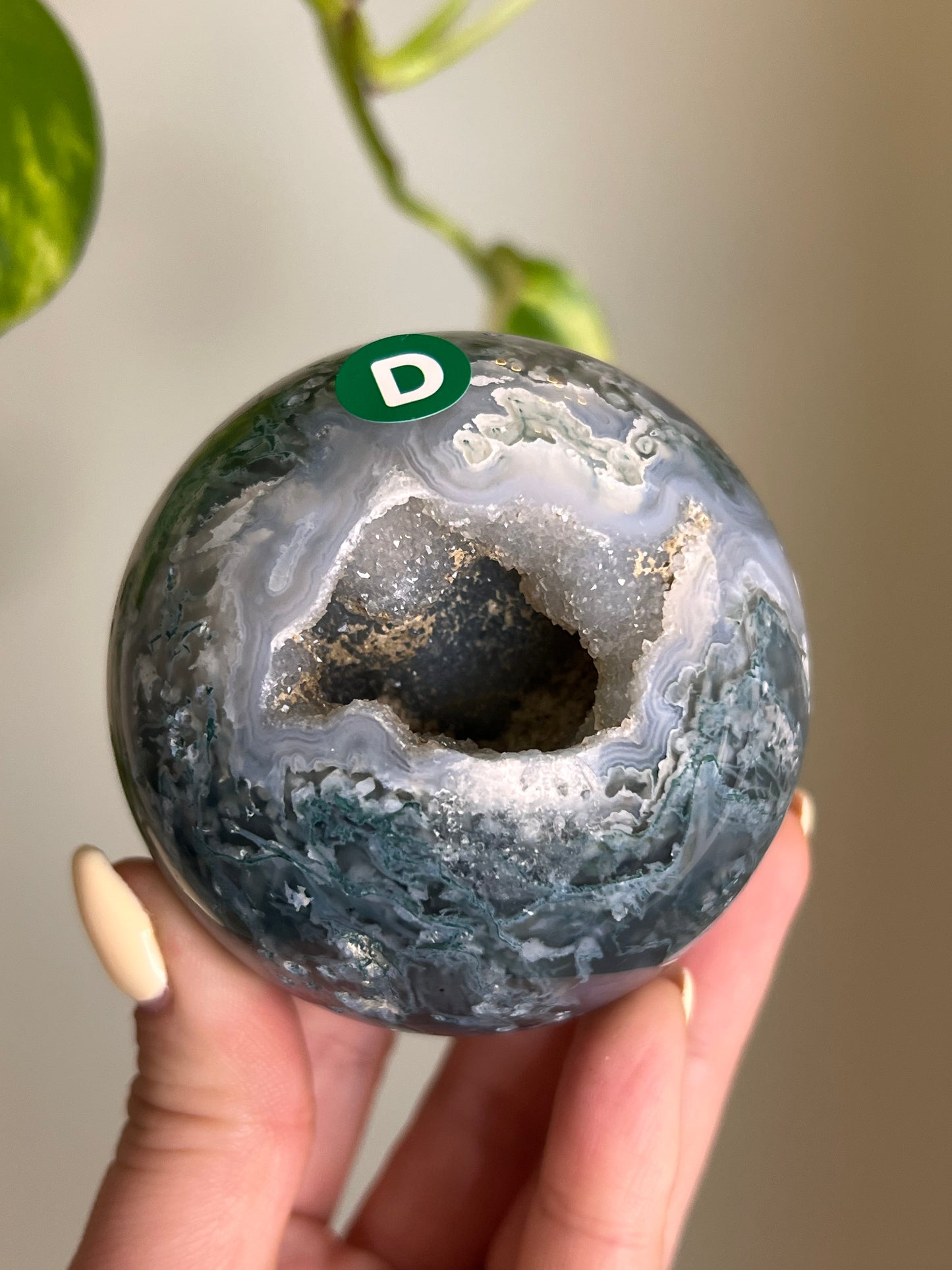 Moss Agate Druzy Sphere - D
