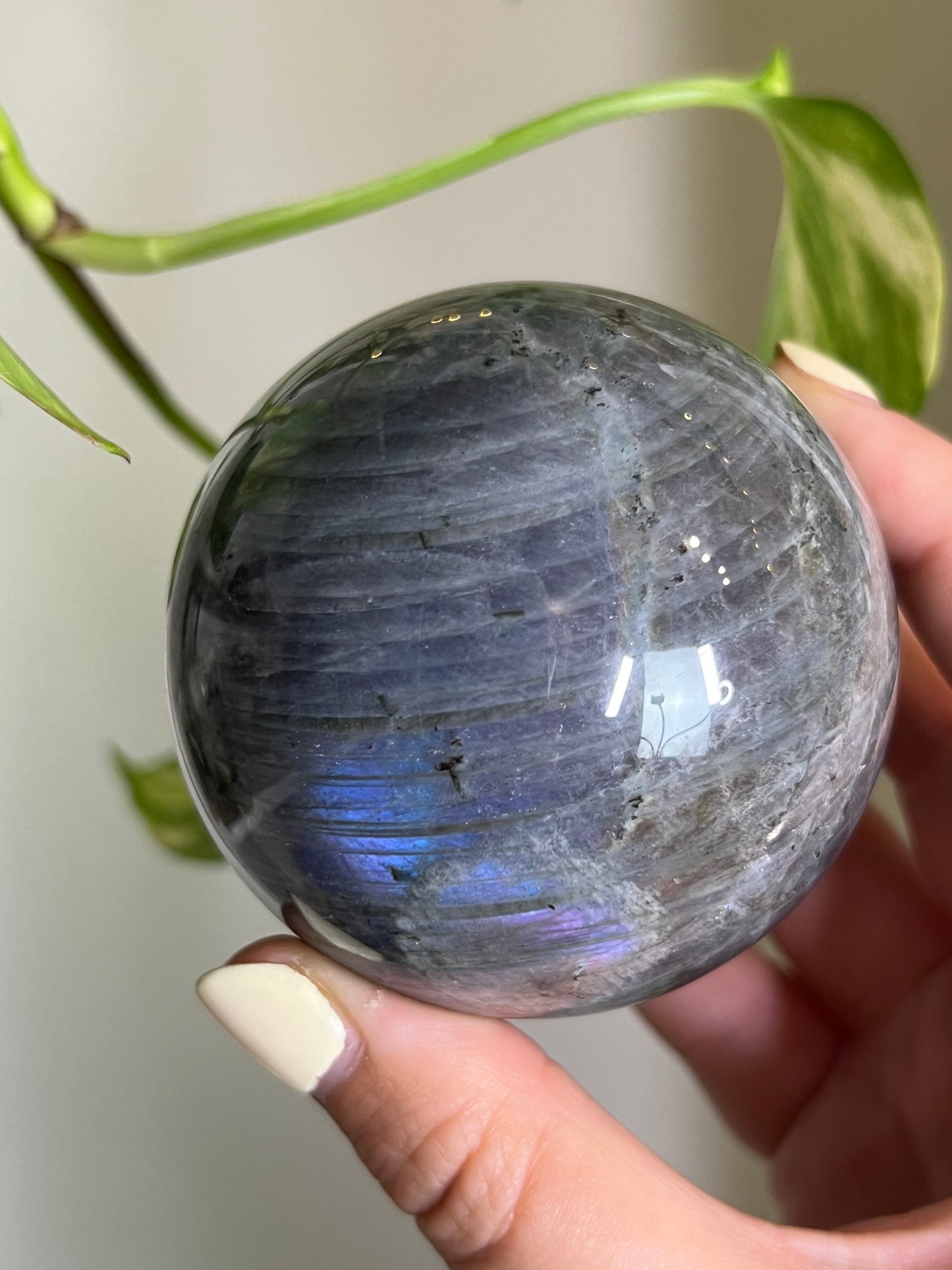 Flashy Purple + Blue Labradorite Sphere - Z