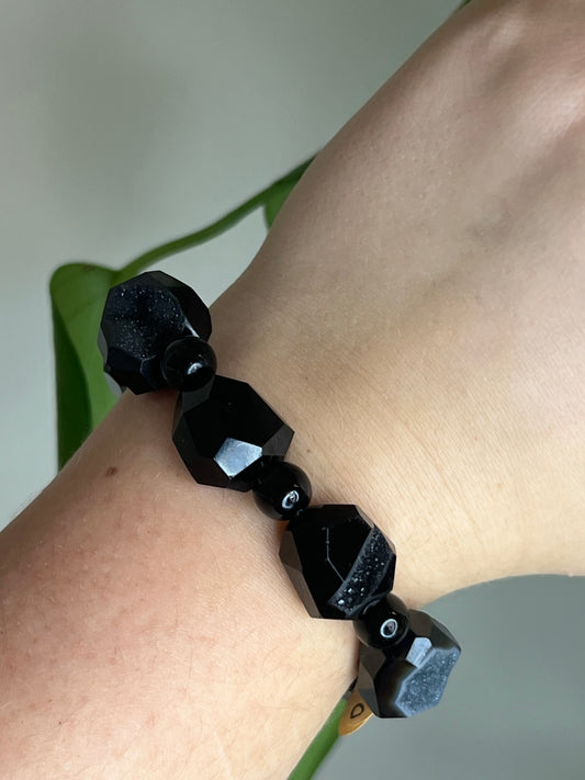 Black Druzy Agate Bracelet